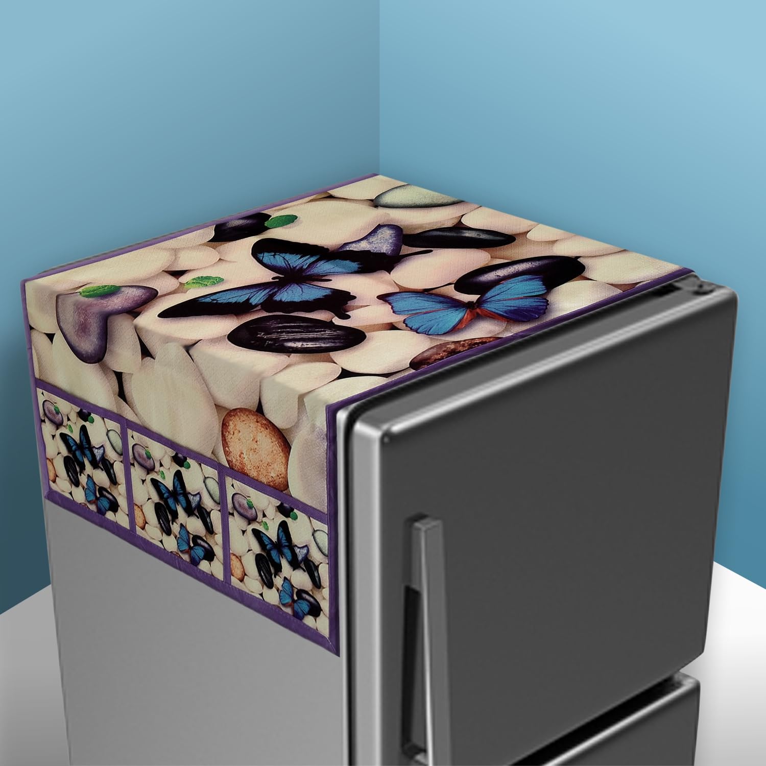Fridge Top Cover with Pockets - Organize Your Kitchen! -1 Fridge Top Cover with Pockets - Organize Your Kitchen! -1