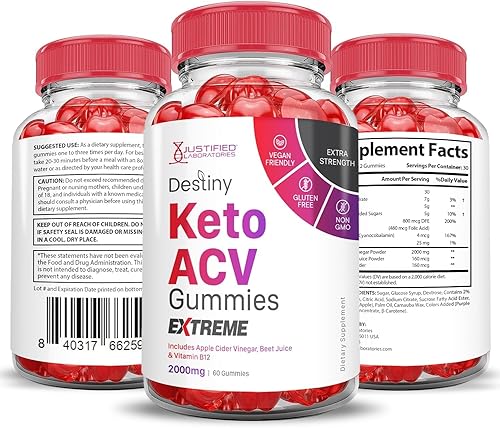 Miniatura 6 de Destiny Keto ACV Gummies Extreme 2000 mg Destiny Keto Gummies Fórmula avanzada Vinagre de sidra de manzana con jugo de granada y remolacha en polvo