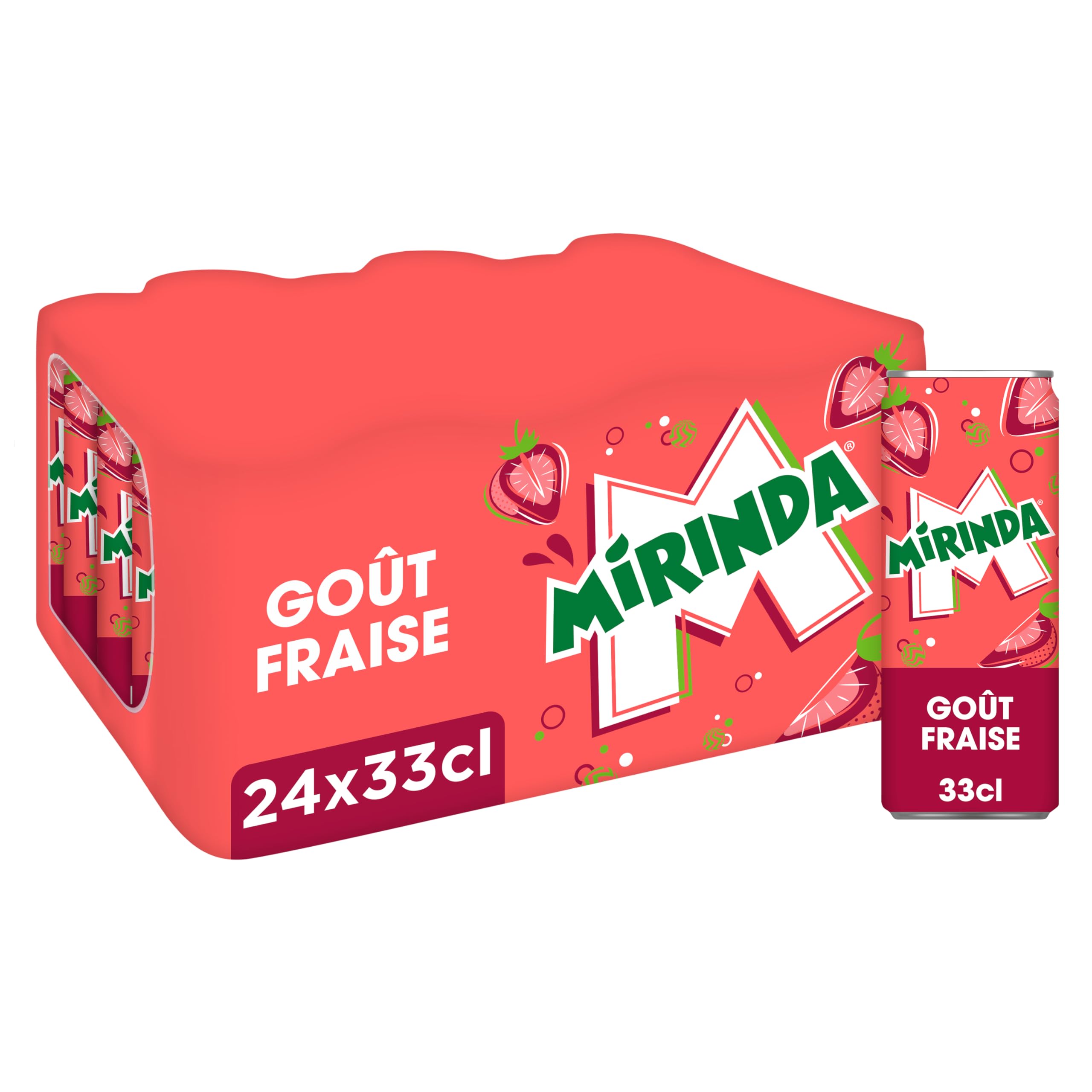 MIRINDA Soda Saveur Fraise - Lot de 24x33cl