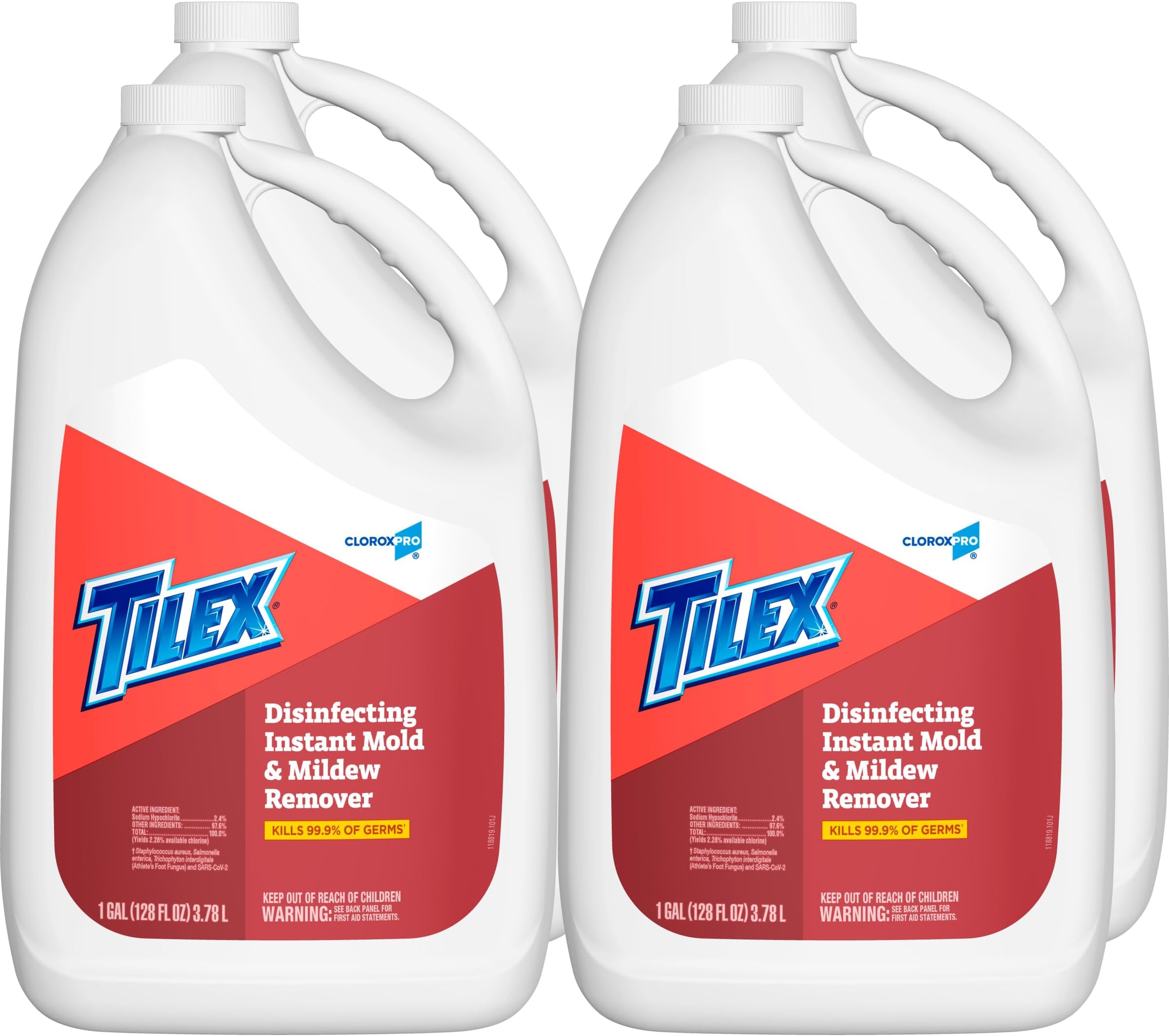CloroxPro Tilex Disinfecting Instant Mold and Mildew Remover Refill, 128 Ounces Each (Pack of 4) (35605) Package May Vary