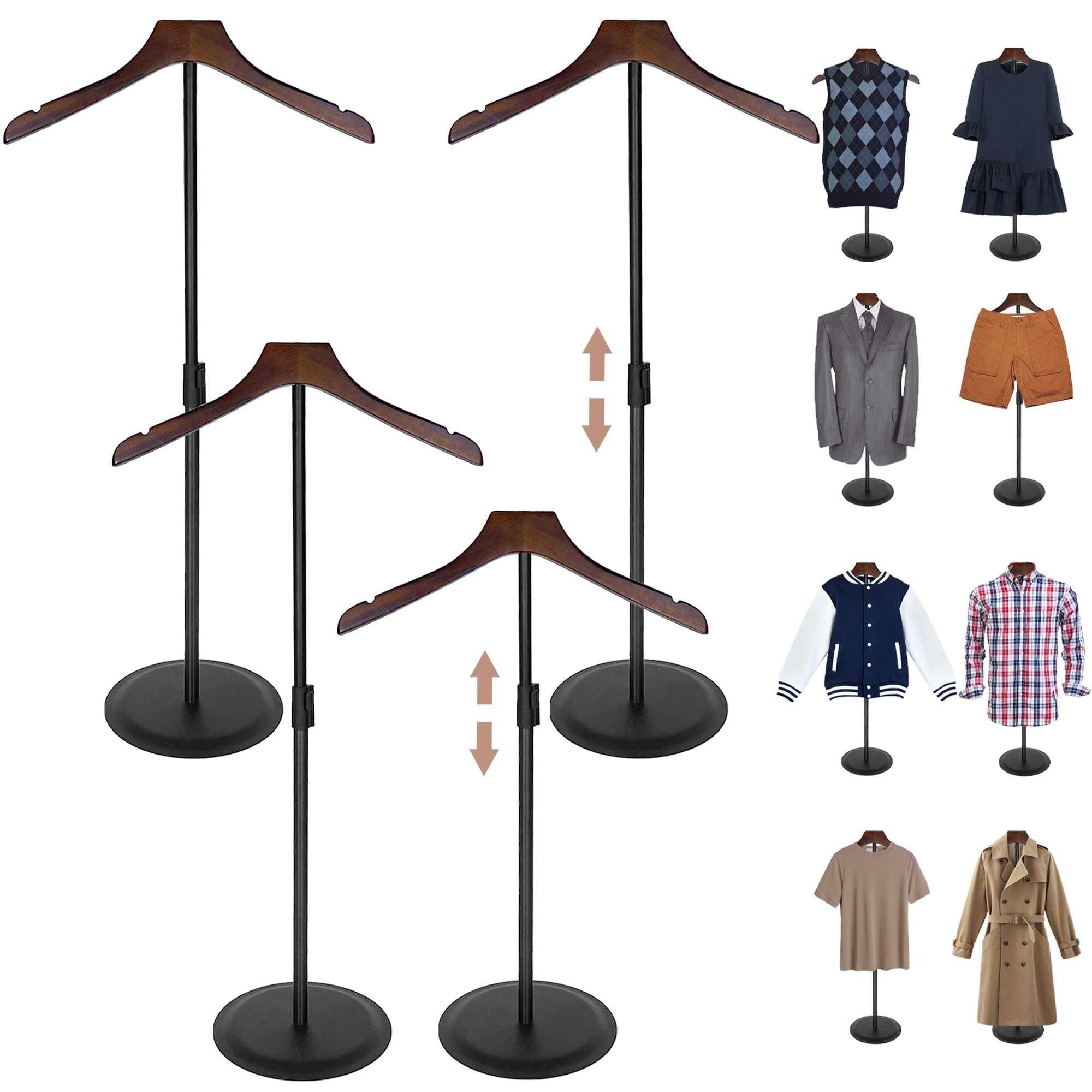 Fumingpal Adjustable T-Shirt Display Stand - 2 Pack, Height 16-27.9 Inches, Metal With Foam Hanger For Retail Store - View #4