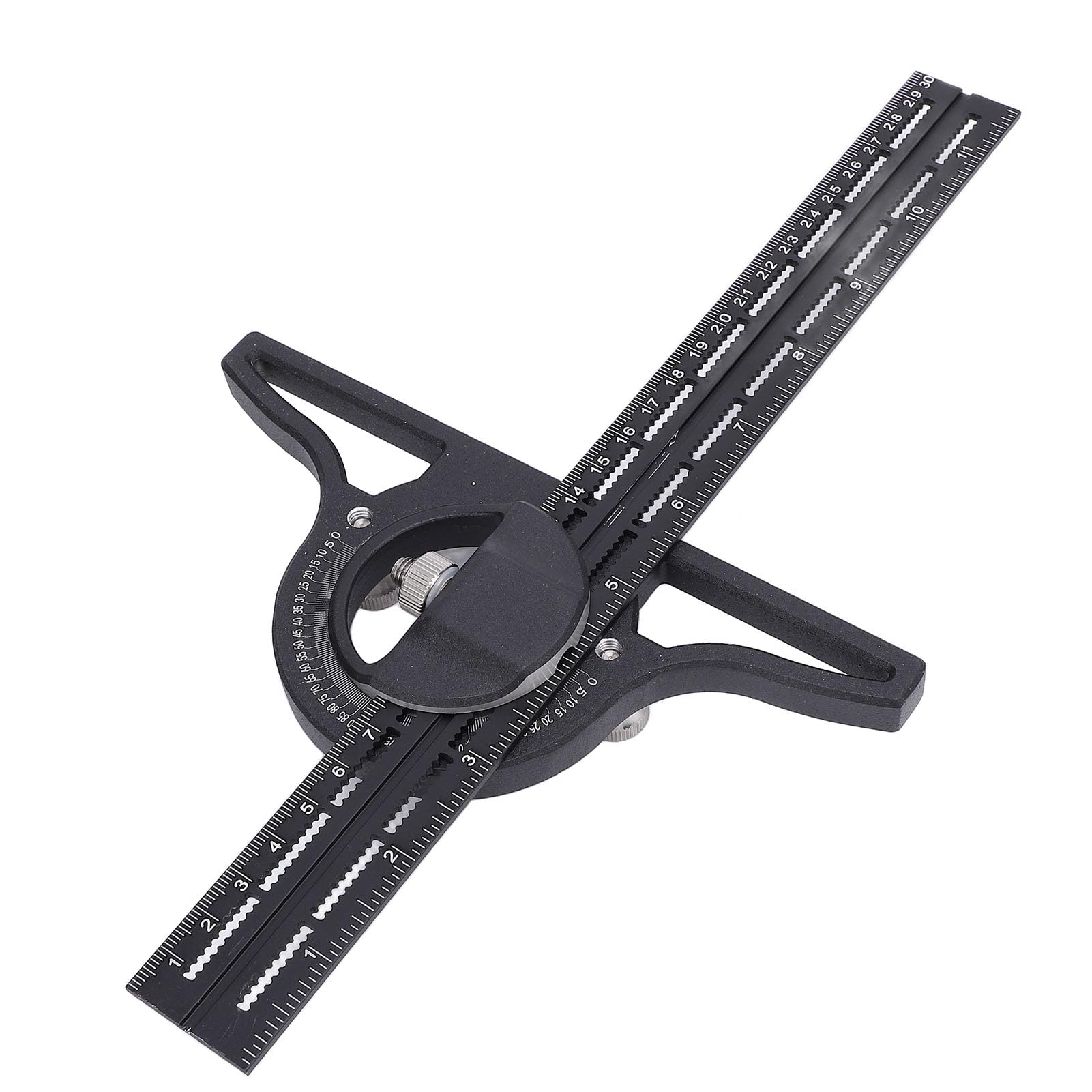Équerre à angle combinée, règle de menuiserie multifonction et mobile, rapporteur à biseau universel en alliage d’aluminium de 300 mm avec double échelle, pour la menuiserie et les