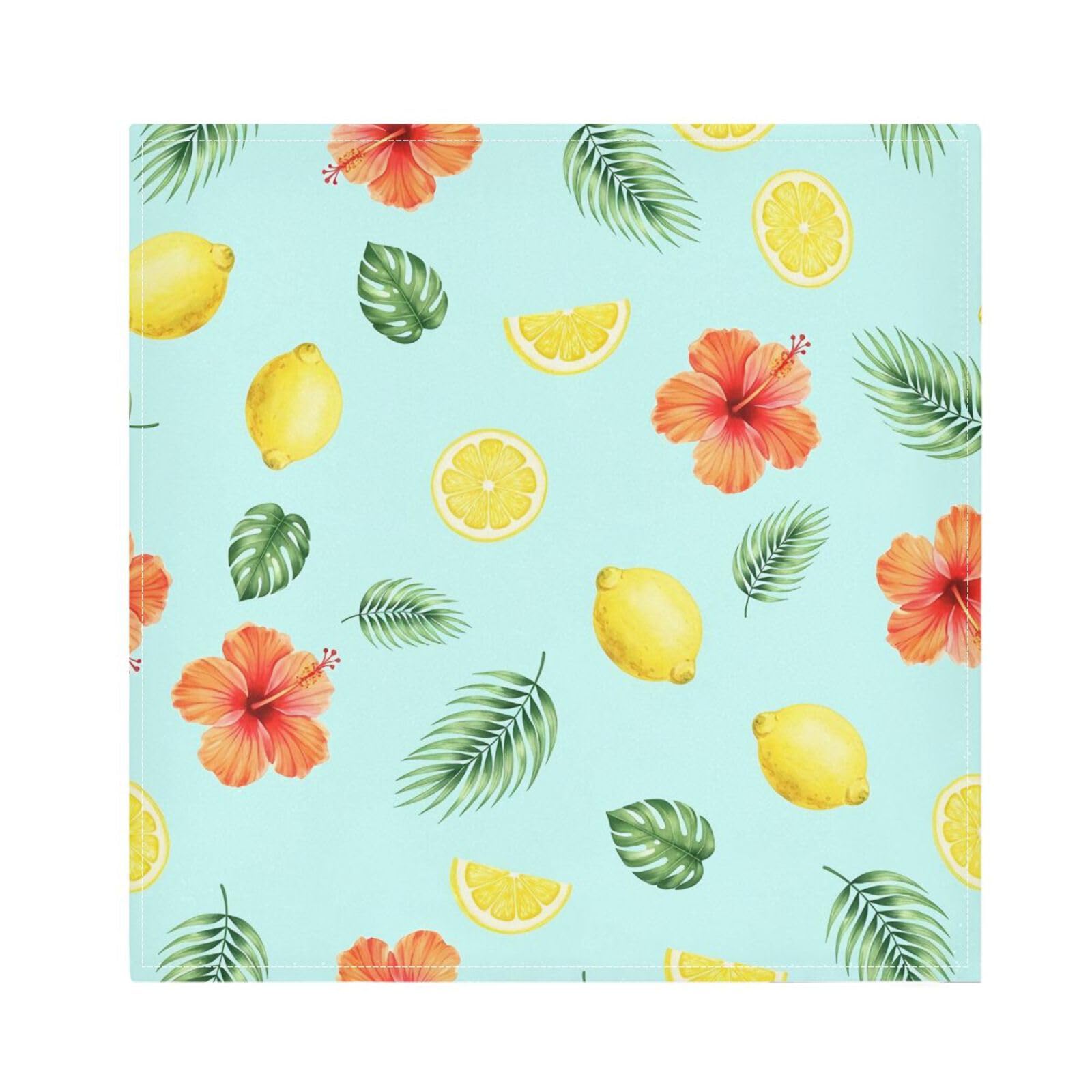 Ttgoth Lemon Hibiscus Cloth Napkin Set of 6 Washable & Reusable Dinner Napkins for Dining Table, Banquets, Wedding, Party, 50x50 cm