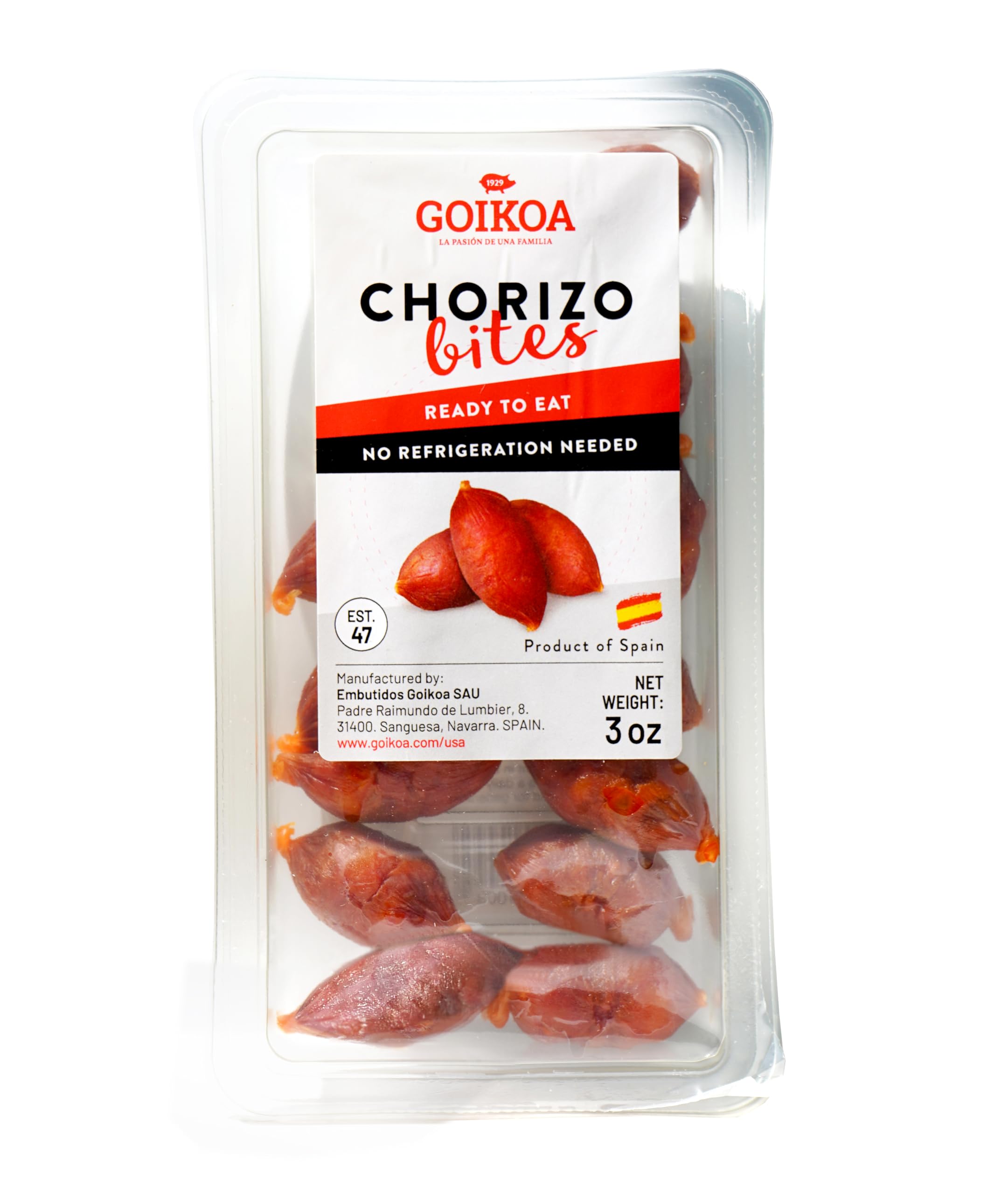 GOIKOA Chorizo Bites | Ready to Eat Snack | From Navarre, Spain | 3oz (85g) (Pack of 2)