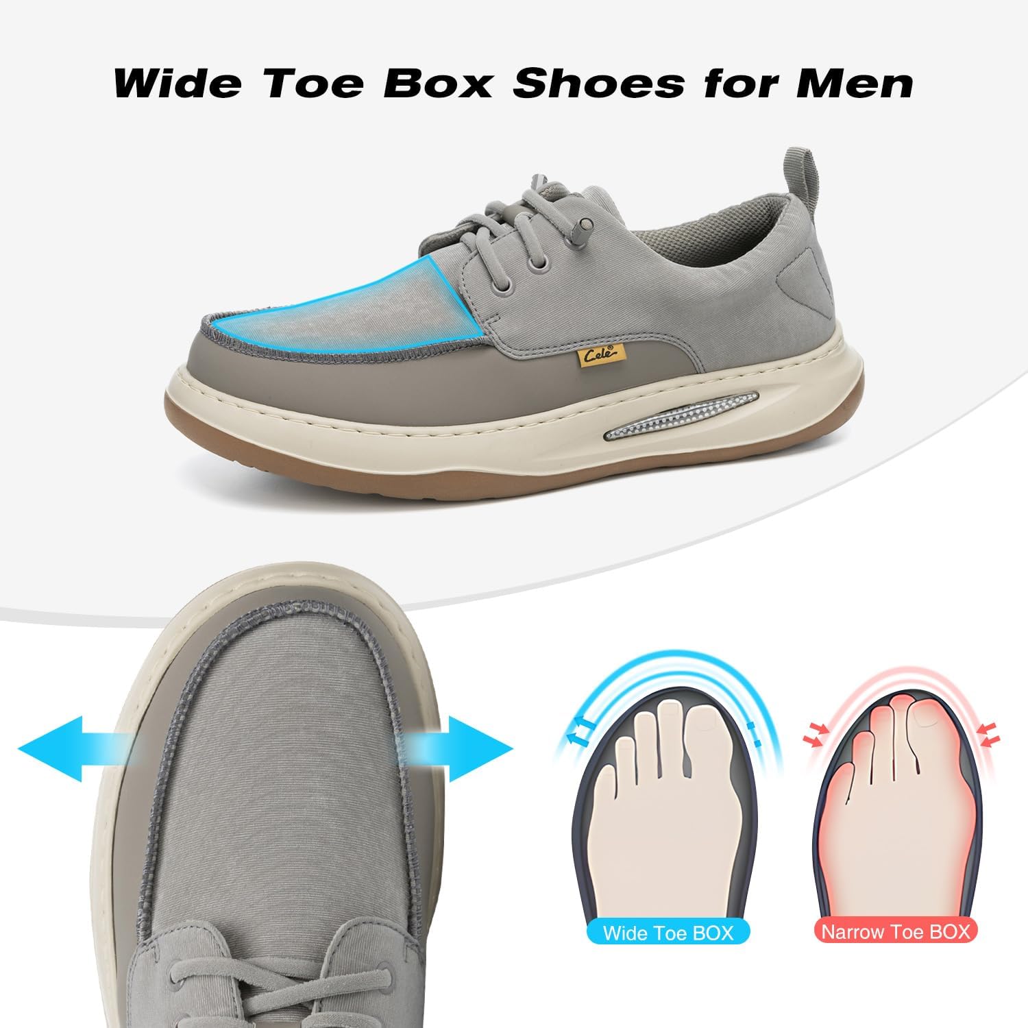 CELE Mens Slip On Casual Dress Shoes Wide Walking Sneakers Orthopedic Boat Loafers with Arch Support Comfortable Lightweight Non Slip - Image 5