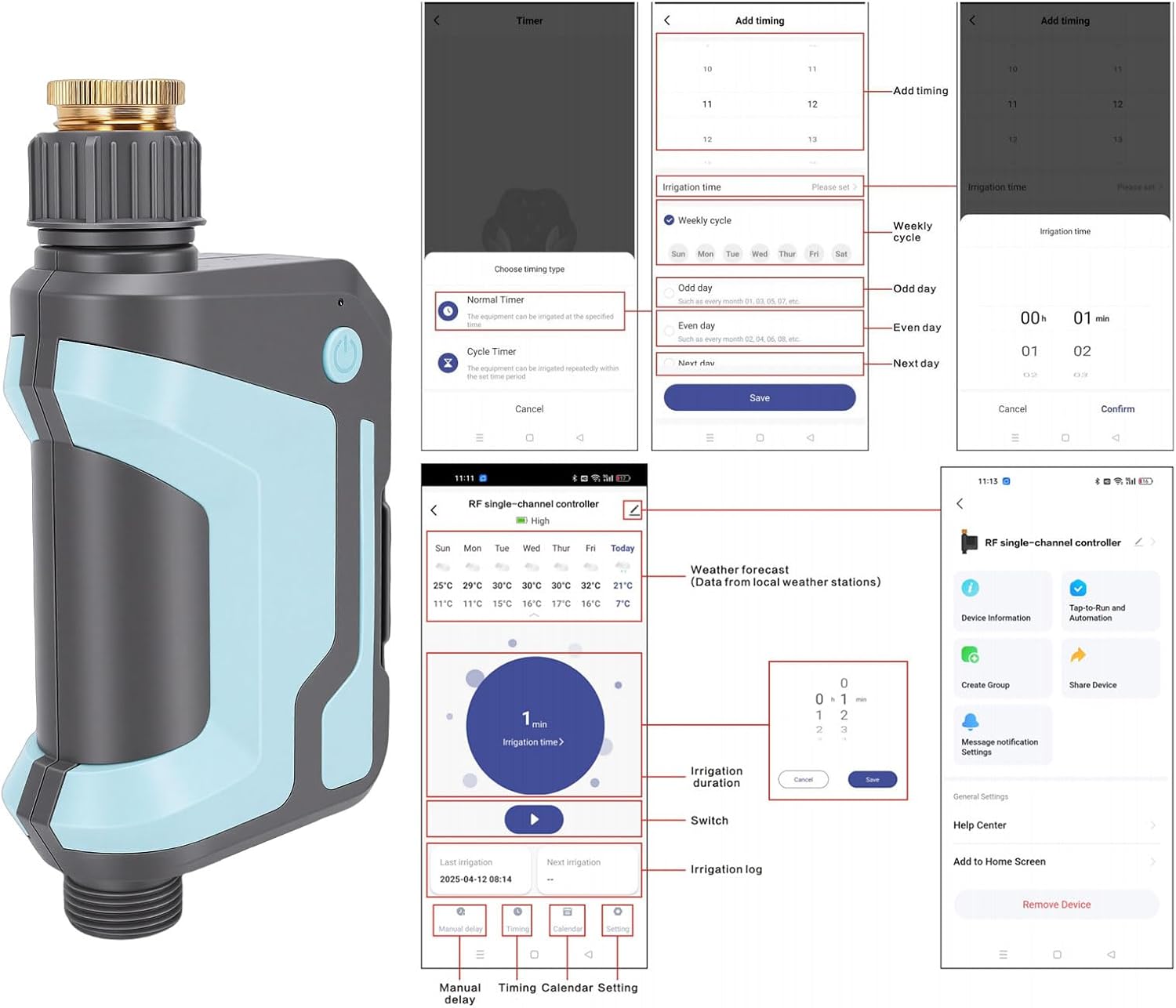 Smart Sprinkler Timer, RF Water Timer with Module Control, for Drip Irrigation and Lawn Watering