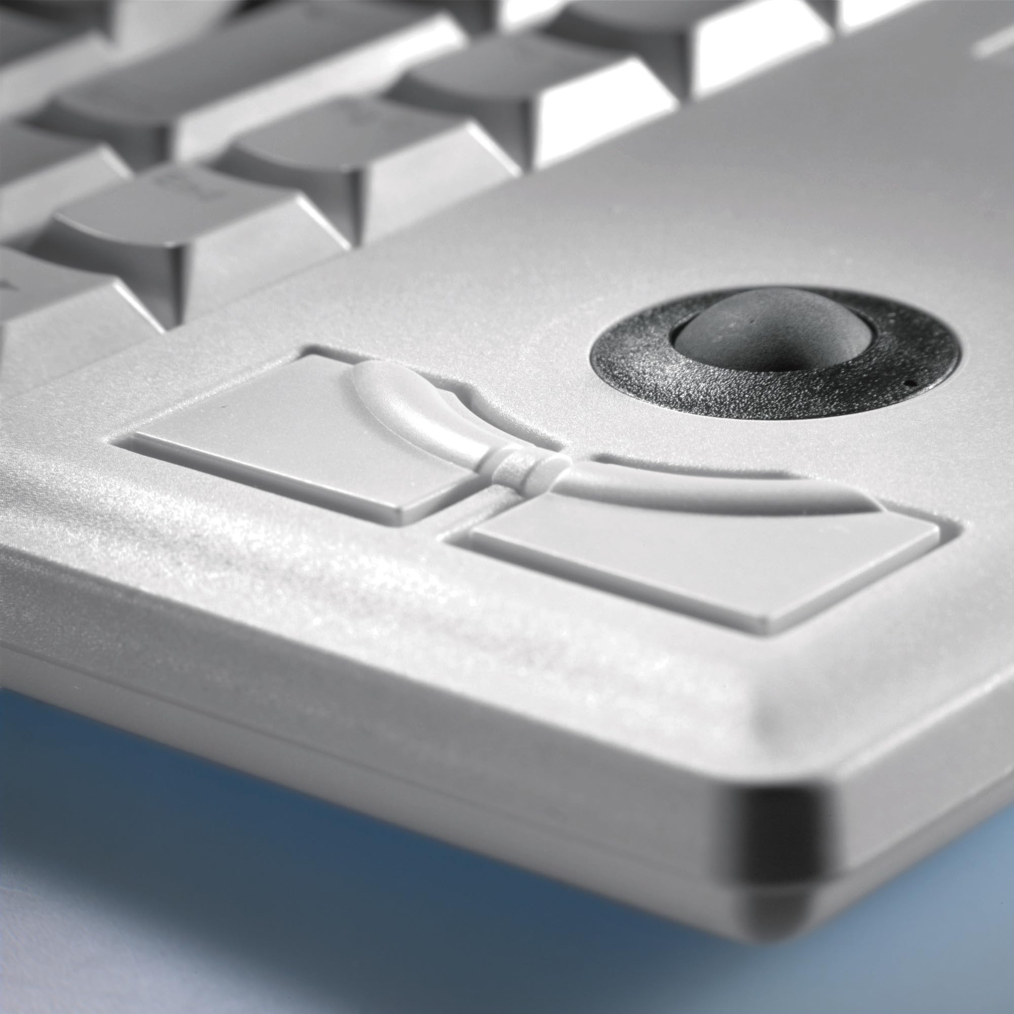 Cherry Compact Keyboard G84-4400, disposición Internacional, Teclado QWERTY, Teclado con Cable, Teclado mecánico, mecánica ML, trackball óptico Integrado más 2 Botones de ratón, Gris Claro