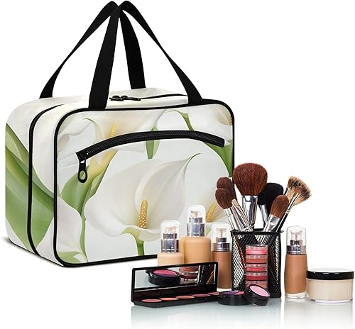 Miniatura 6 de Retro Calla Lily White - Neceser de viaje para hombre con gancho, accesorios de diseñador, estuche de maquillaje para viajes, imprescindibles, bolso
