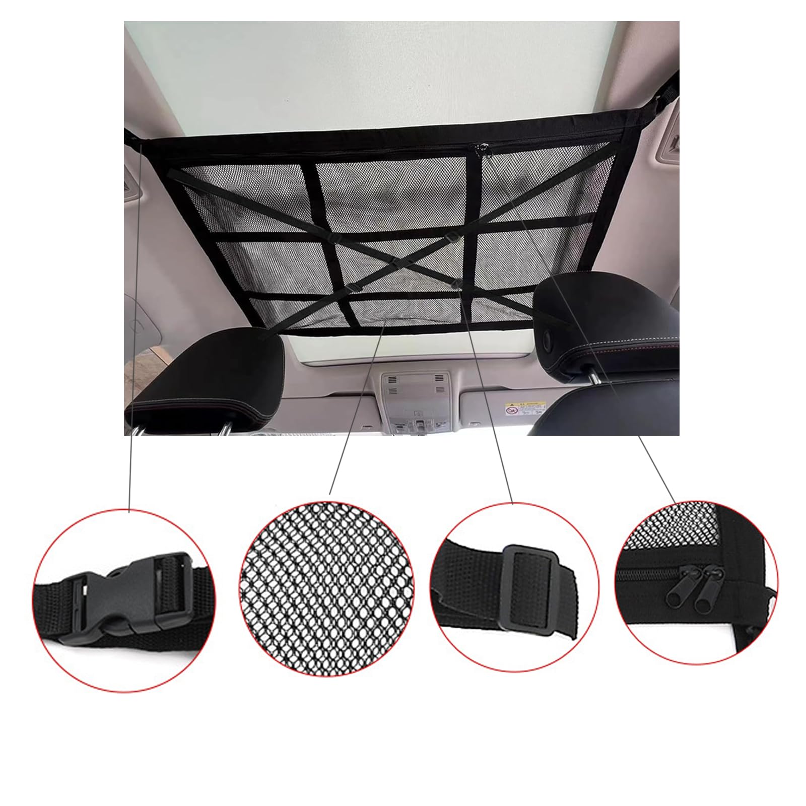 Filet De Rangement pour Toit de Voiture, Réseau De Stockage De Voiture, Filet De Rangement pour Toit De Voiture, Filet De Rangement De Toit Adapté à Différents Modèles De Voitures （78×53cm）