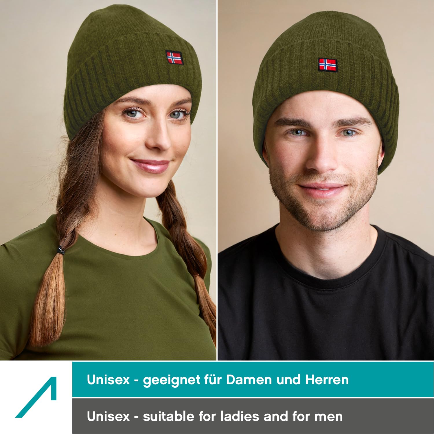 ACE Norway Gorro de invierno - gorro de lana de oveja de punto para adultos - gorro de lana para mujeres y hombres