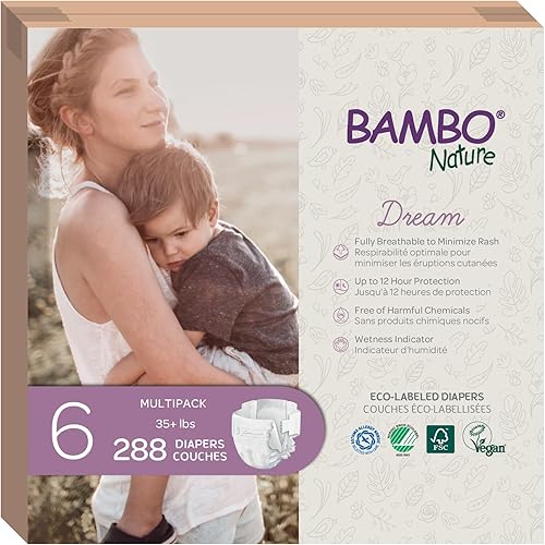 Miniatura 39 de Bambo Nature Pañales hipoalergénicos Dream Baby, pañales sostenibles con etiqueta ecológica de primera calidad, protección mejorada contra fugas,