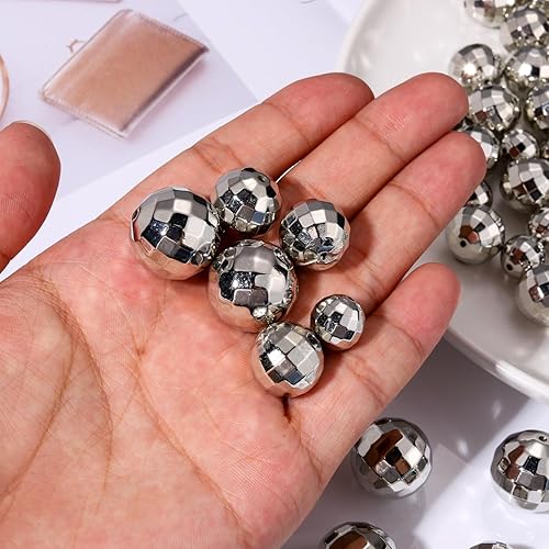 Miniatura 4 de 100 cuentas de bola de discoteca para hacer joyas, dijes reflectantes de bola de espejo para pulseras, collares, aretes, manualidades, accesorios de