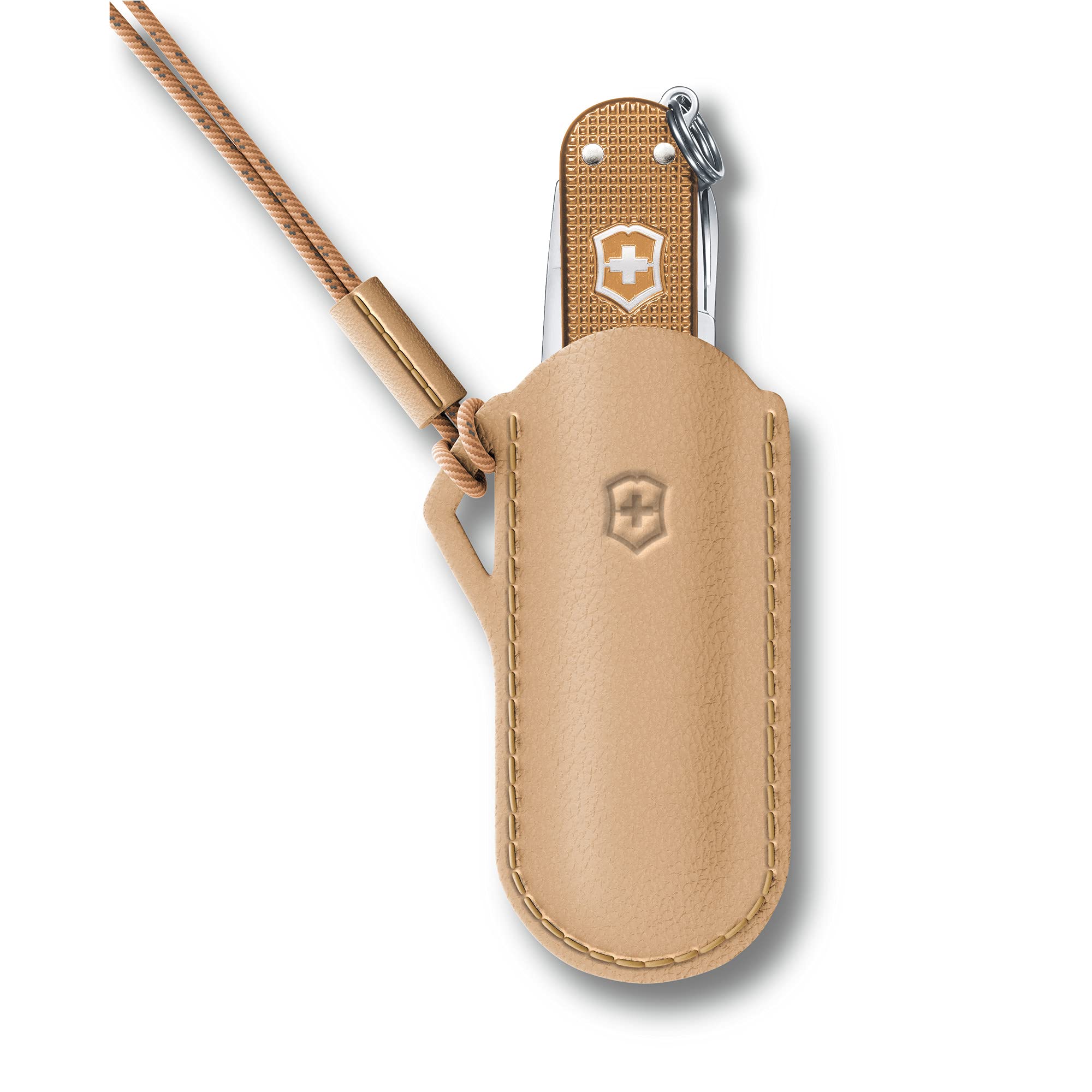 Victorinox Fodero in Pelle per Coltellino Svizzero Piccolo, Fodero incl. Cinghia di Trasporto, Beige