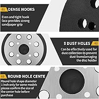 Vista 6 de Paquete de 2 Almohadillas de Lijadora Orbital de 5 Pulgadas con 8 Agujeros Compatible con Ridgid R2501 R2600 R2601 R8606 Lijadora Orbital Aleatoria
