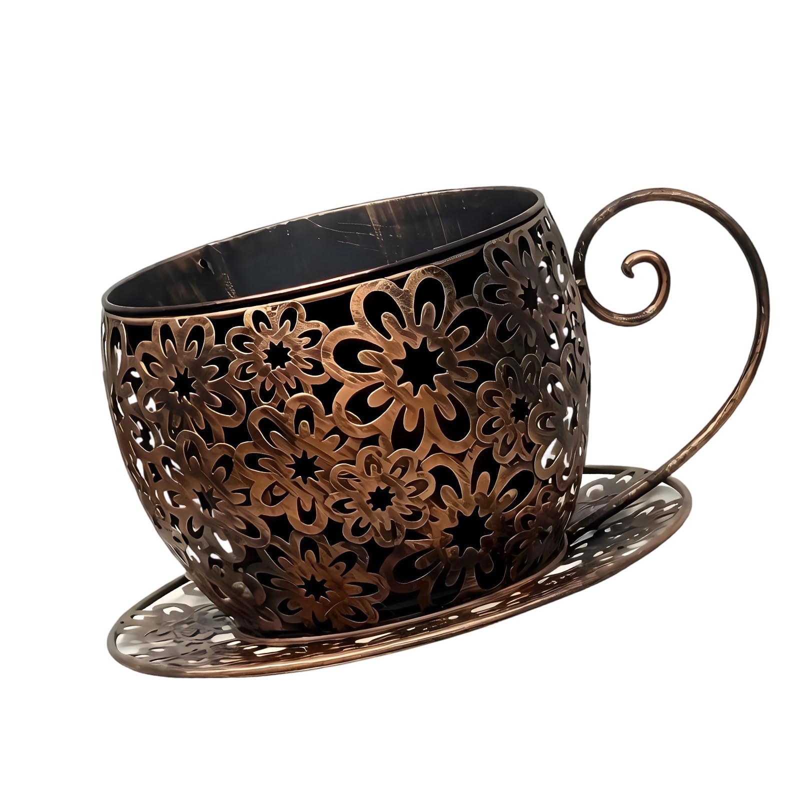 yanzunlrn Classical Farmhouses Iron Plant Container Cup Shape Design for Succulents on Bookshelf Balcony Desktop Coffee Cup Planter