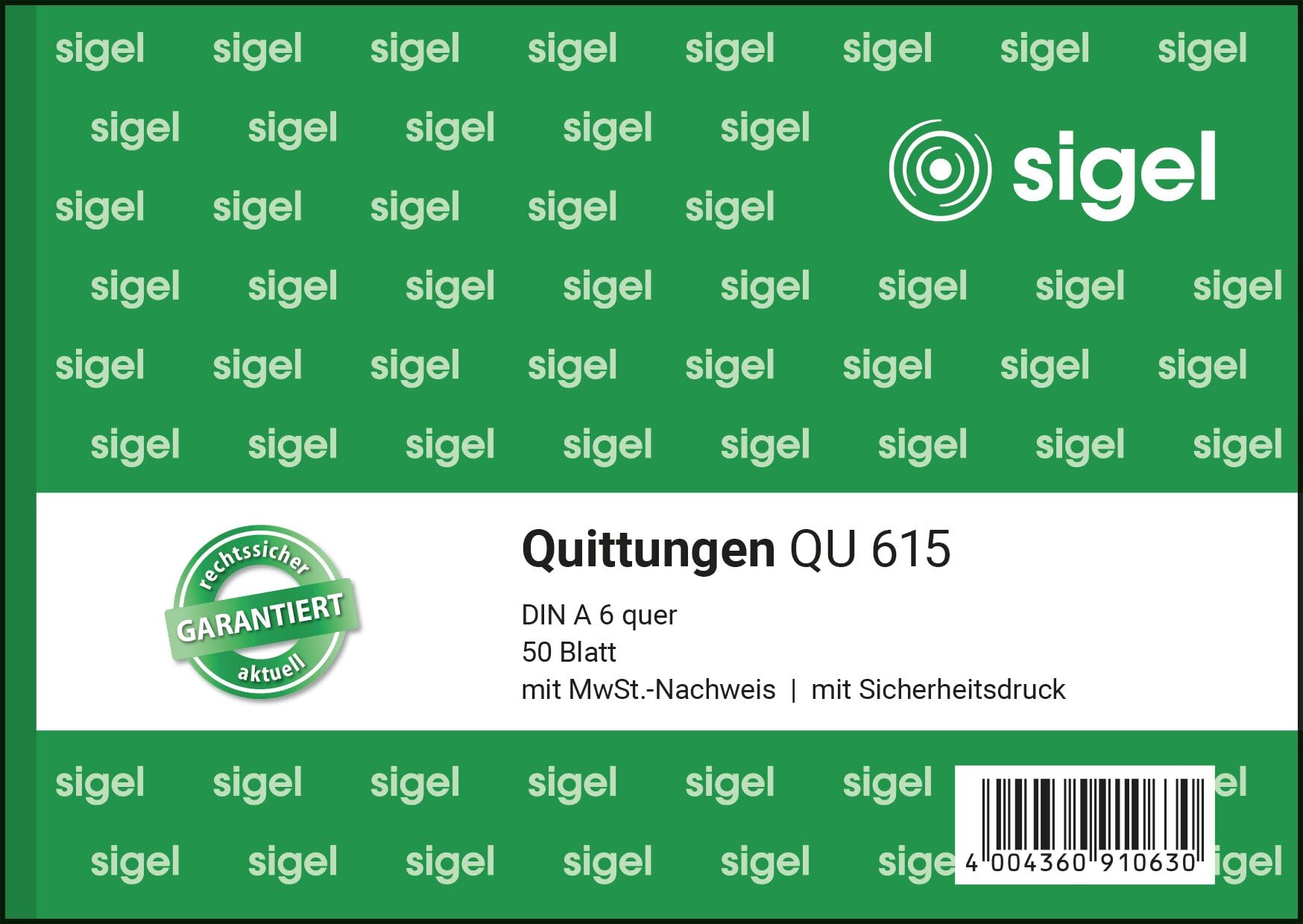 SIGEL QU615 Receipt Pad A6 Landscape 50 Sheets Made from Sustainable Paper