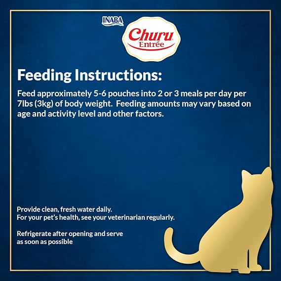INABA Churu Entree Bisque for Cats, High Protein & Moisture, Prebiotic Wet Cat Food, 1.76oz. per Serving, 48 Pouches, Chicken with Tuna Recipe