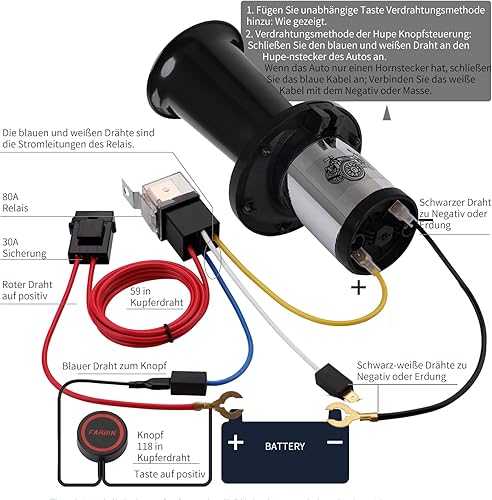 Miniatura 5 de FARBIN Bocina de automóvil clásica antigua de 12 V con botón de la vieja escuela cromada Ahooga, bocina de aire estilo vintage, bocina divertida con