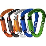 FVW Auto Locking Rock Climbing Carabiner Clips, UIAA Certified 25KN (5620 lbs) Heavy Duty Caribeaners for Rappelling Swing Rescue & Gym etc, Large D-Shaped Carabiners, (Mix Color),5 Pack