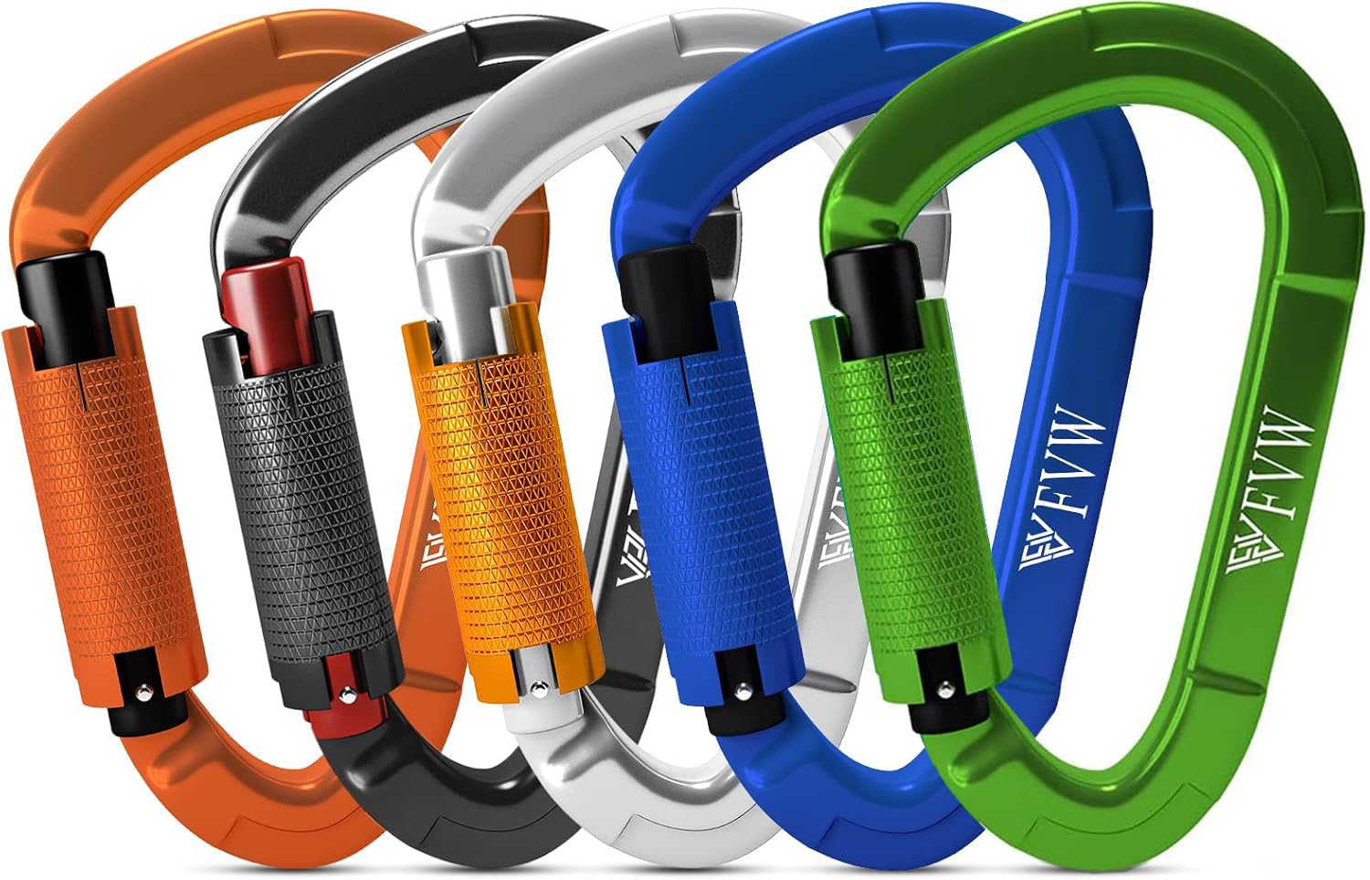FVWFVW Auto Locking Rock Climbing Carabiner Clips,Professional 25KN (5620 lbs) Heavy Duty Caribeaners for Rappelling Swing Rescue & Gym etc, Large D-Shaped Carabiners