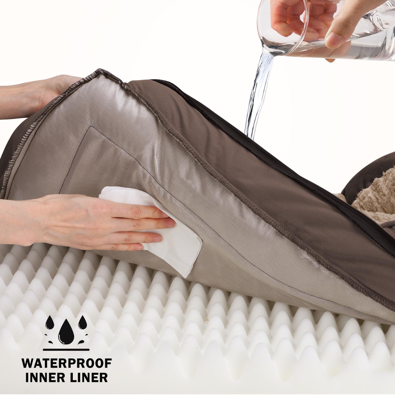 INVENHO Sofá ortopédico para perros medianos, de espuma, con funda extraíble lavable, forro impermeable y parte inferior antideslizante