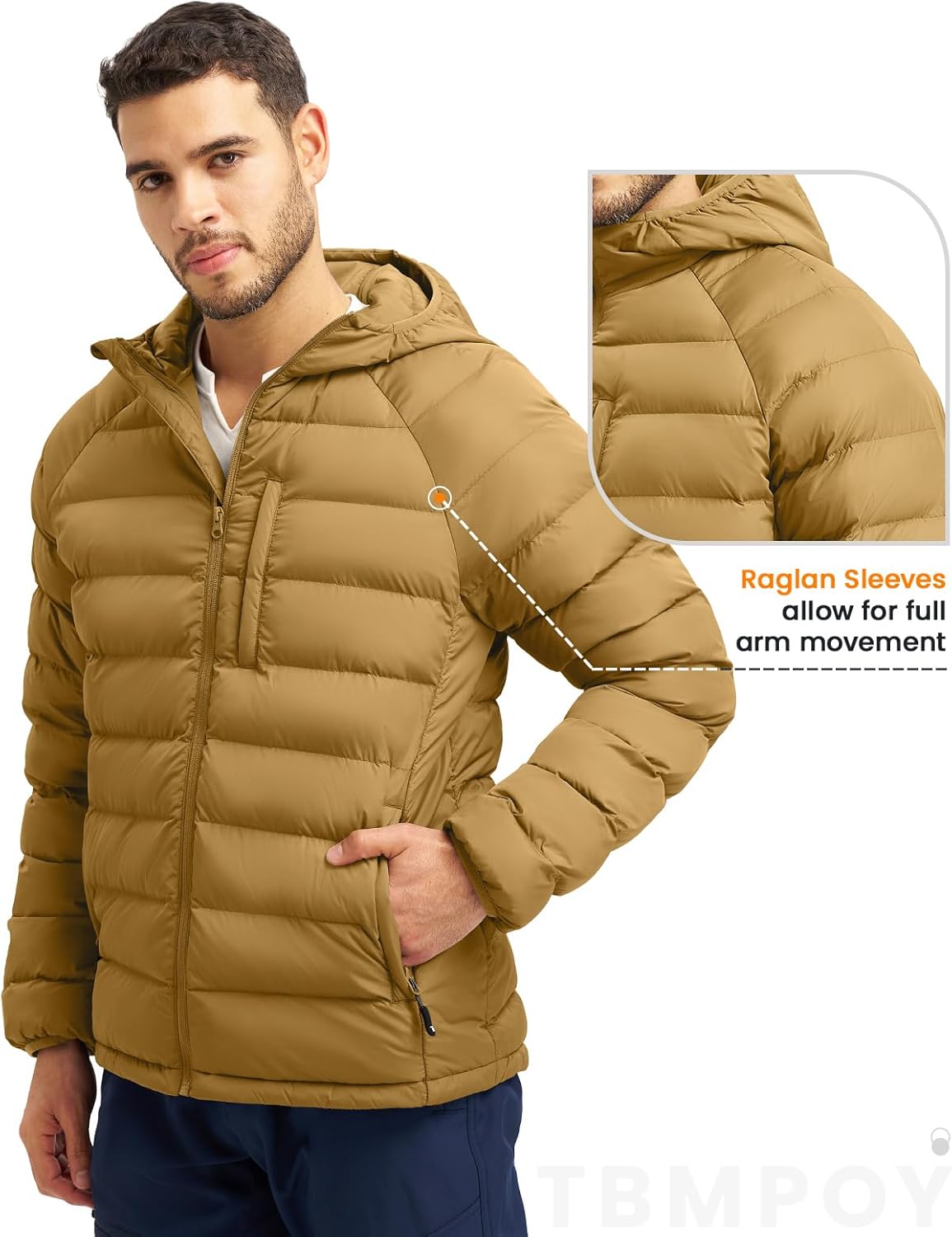 TBMPOY Men's Puffer Jacket Lightweight Hooded Winter Warm Water-Resistant Coat for Ski Casual Travel - Image 4