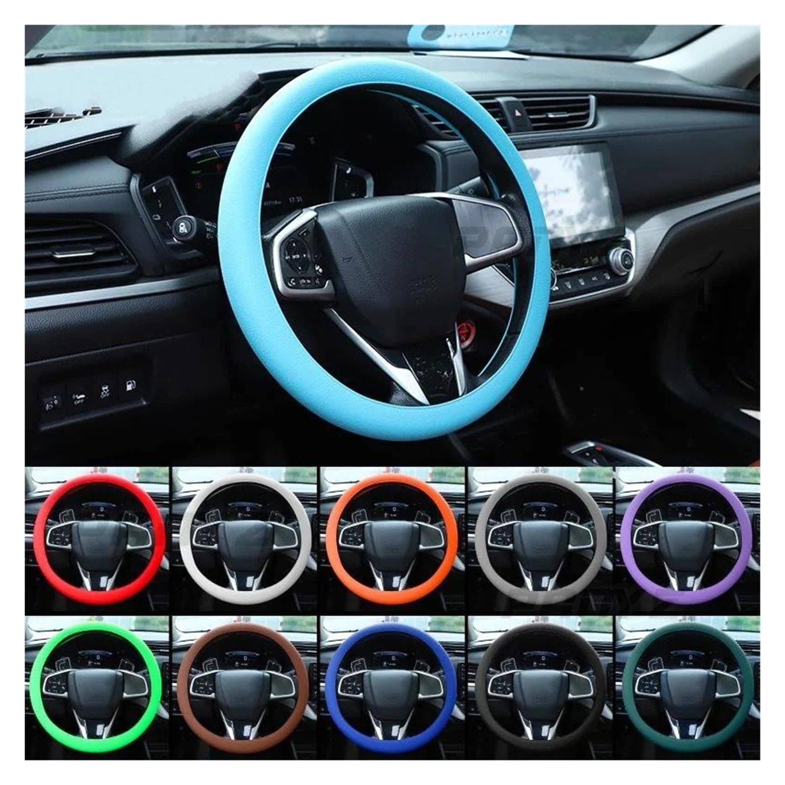 Cubierta Volante Coche Funda Universal Silicona Volante Coche Estilo Elegante para Automóviles Cubre Bujes Accesorios(J)