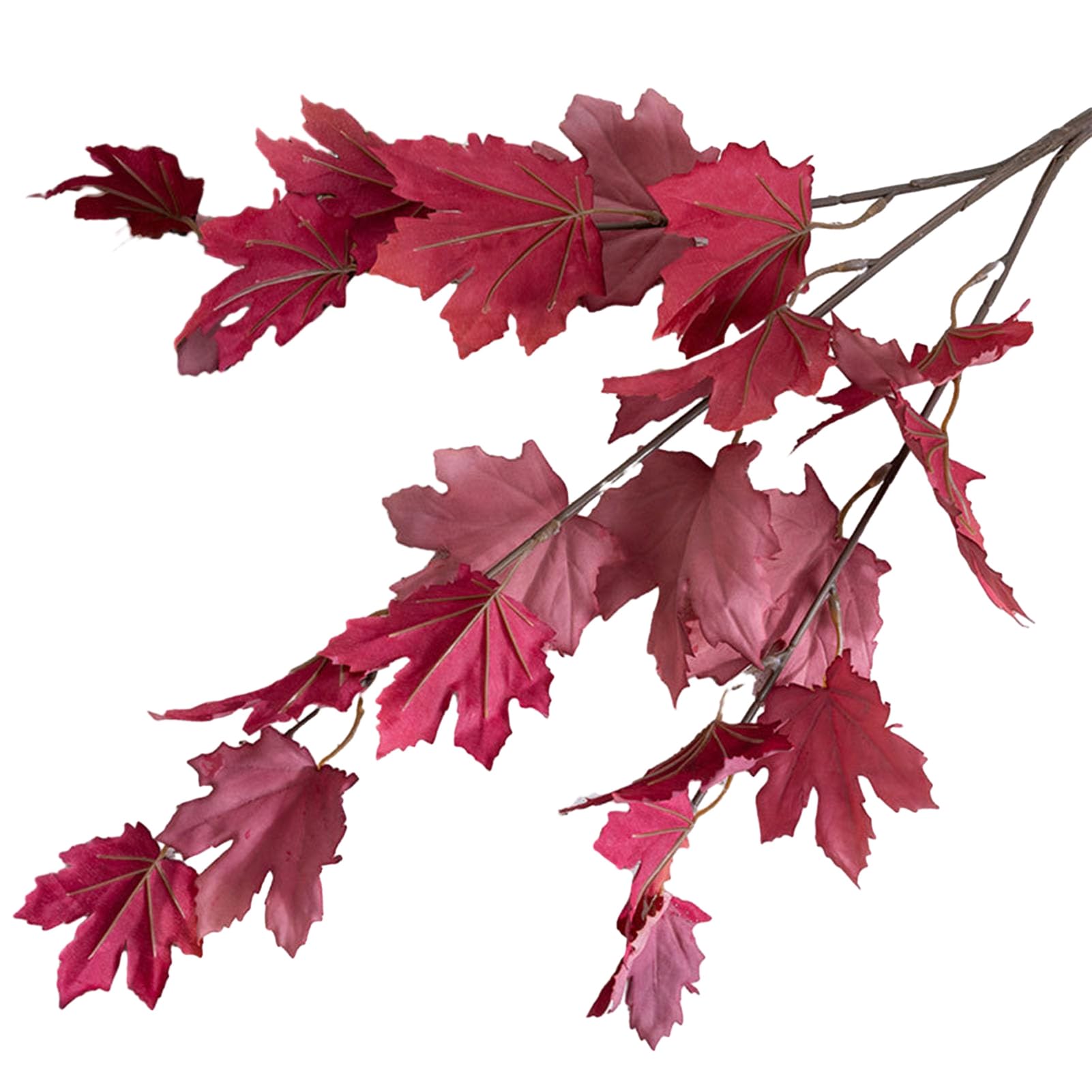 Remorui Rose Red Artificial Maple Leaf Branch Vibrant Color Fake Plant Artificial Autumn Leaves Maple Leaf Fall Maple Leaf Stem