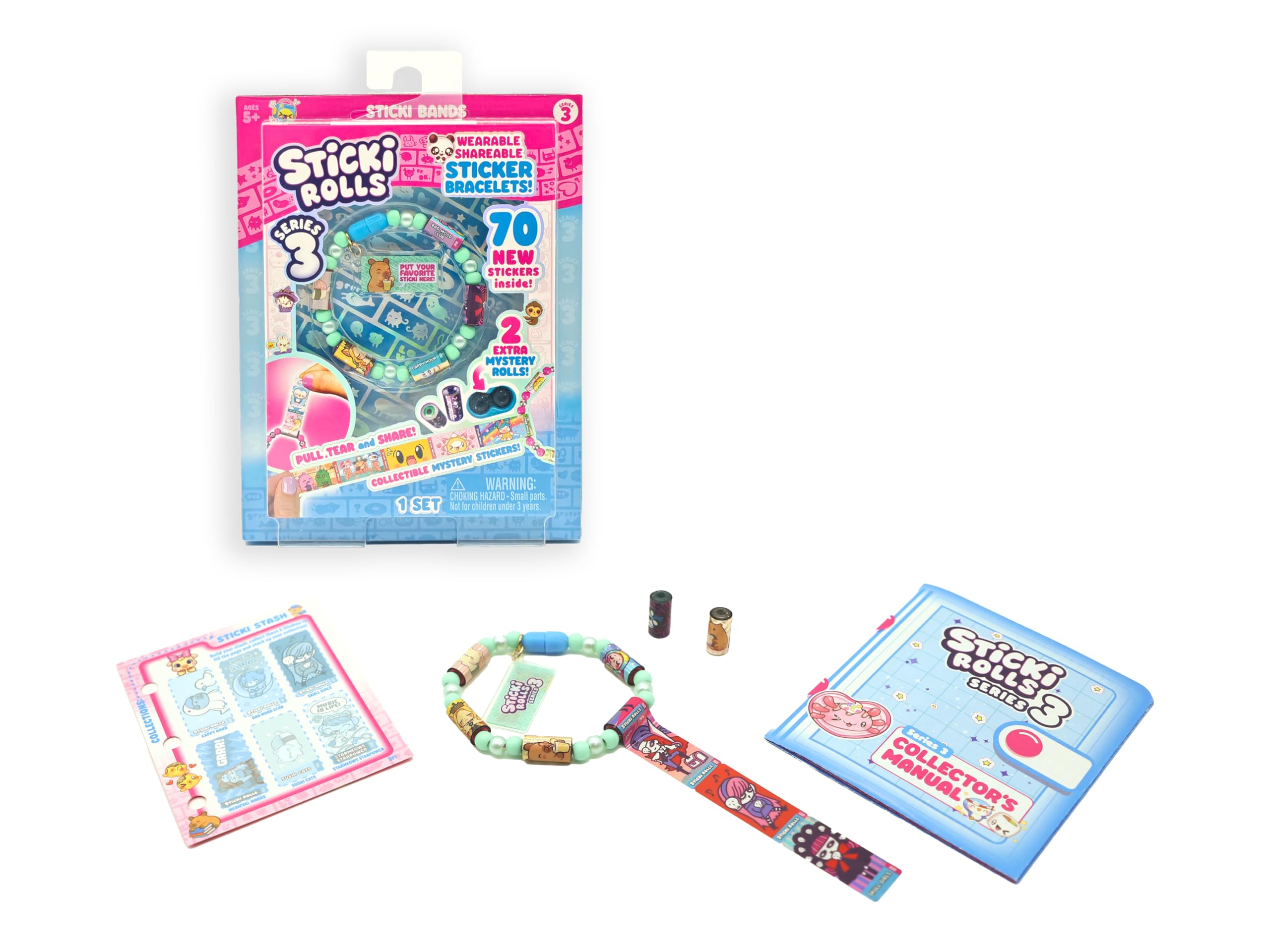 Sticki Rolls Sticki Band Single Pack S3, Wearable Shareable Sticker Bracelets