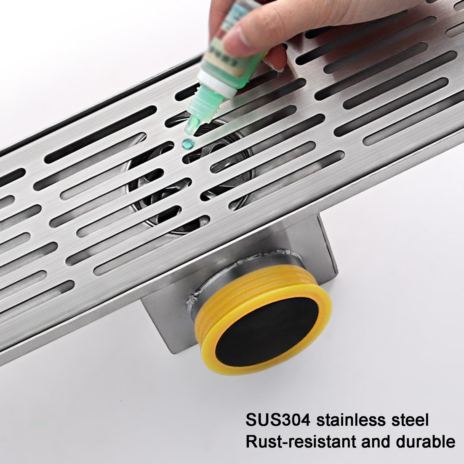 Desagüe Lineal con Rejilla Cuadrada extraíble, de Acero Inoxidable 304 con Ranuras, Apto para desagües de cocinas de Patio y alcantarillas (Plata-M, 60x12 cm/23,6x4,7 Pulgadas).