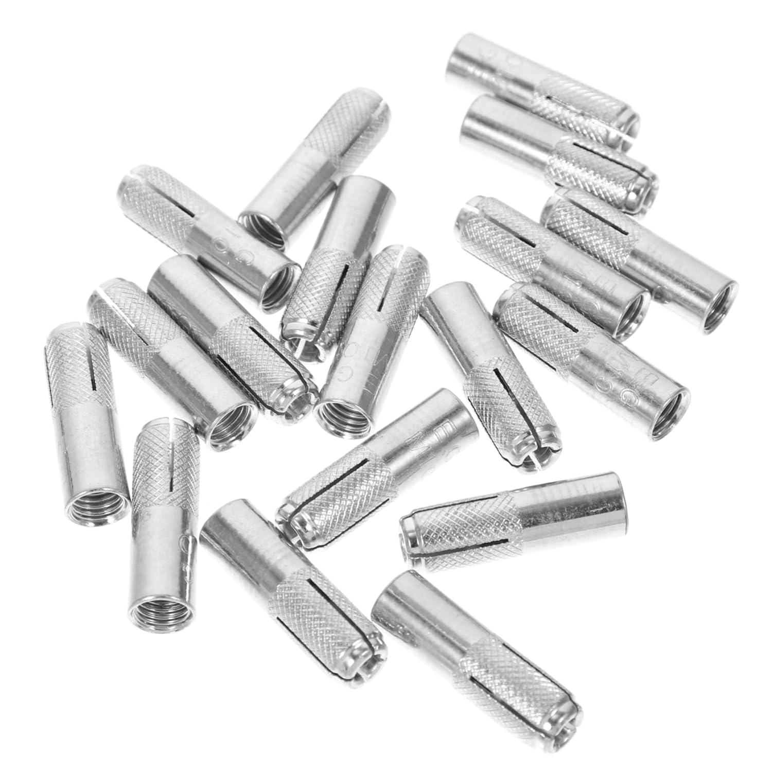 Gatuida 50pcs Concrete Knurled Drop-in Anchors Carbon Steel Expansion Screws for Concrete Easy Install