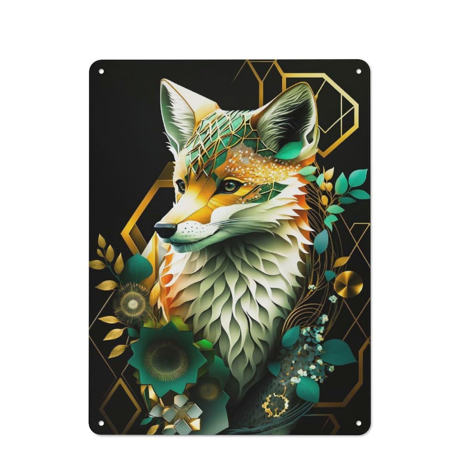 Junmoney Abstract Fox Rustic Tin Sign 40X30cm For Lounge Or Reading Corner, For Vintage Wall Decor Fans, For Garage And Workshop Walls