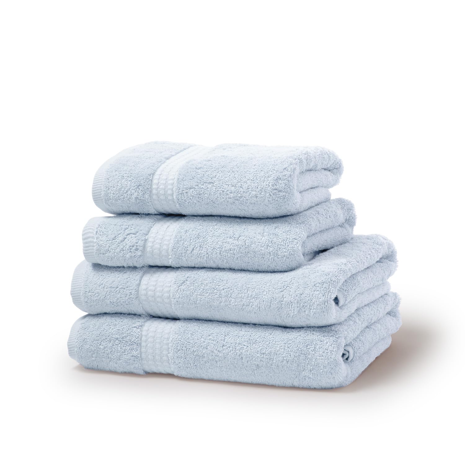 TRAMAS+ Toallas de Baño Grandes, Pack de 4 Toallas Premium 700 GR, 100% Algodón, Secado Rápido y Absorbente, 2 Toallas de 70x140 cm y 2 Toallas de 50x100, Celeste