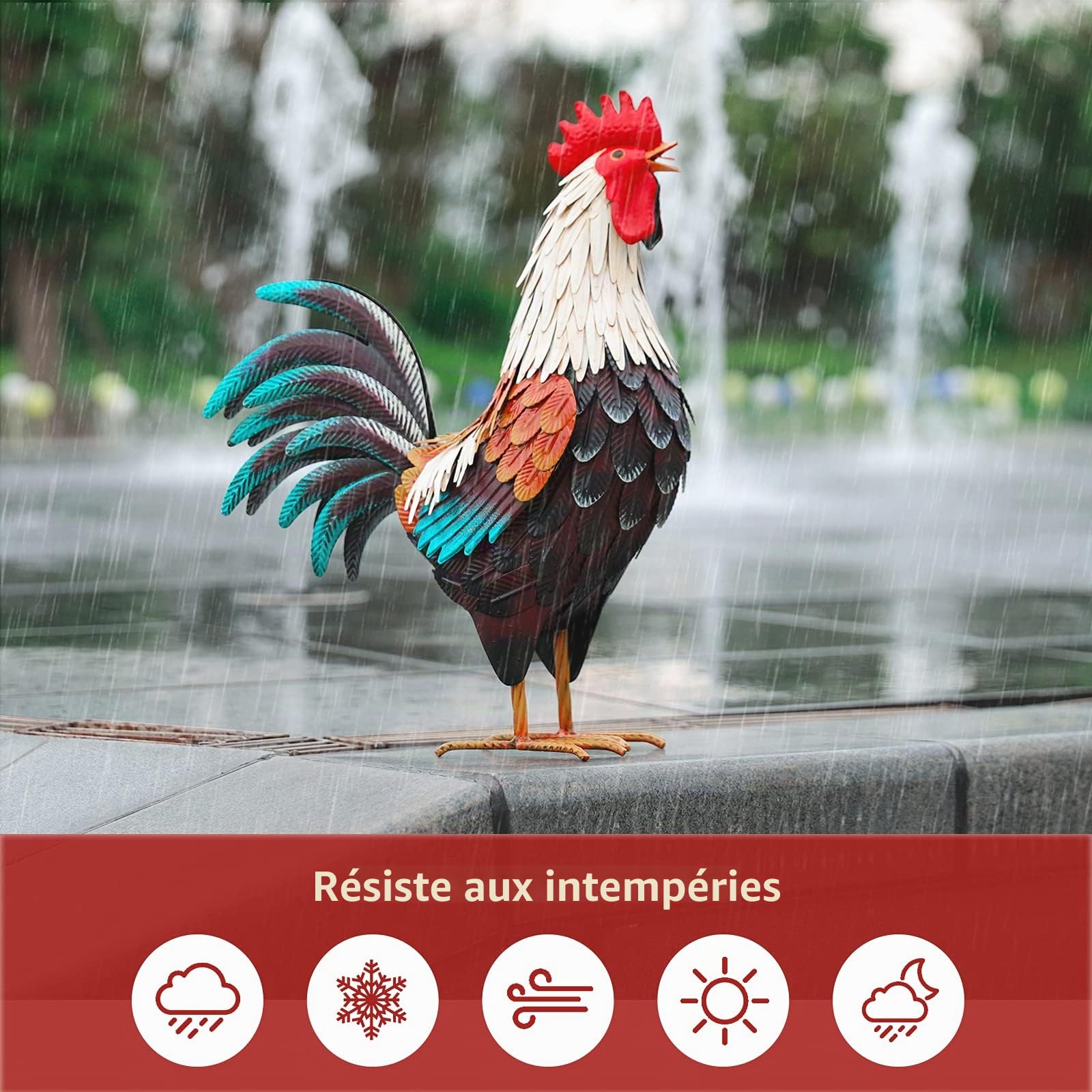 chisheen Décoration de Coq en métal, décorations de Poulet, Statues de Jardin en Plein air, Sculpture de Poulet en métal pour Jardin, terrasse, Cuisine, décoration et décoration de pelouse