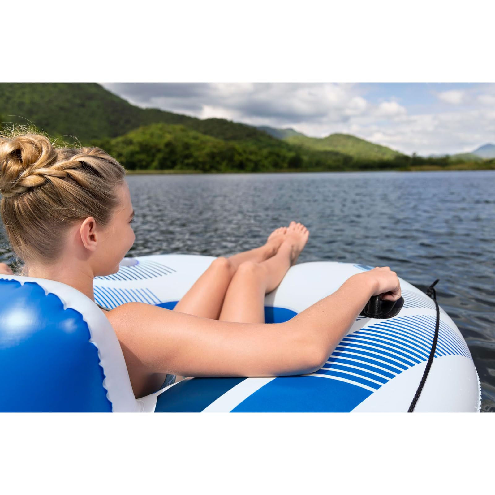 Bouée Gonflable pour rivière,bouée de Piscine Adulte,Robuste,135cm,pour Rafting sur la Plage Le lac,avec Fond en Maille,2 Porte-gobelets 2 poignées de Maintien,capacité de Charge de 175kg