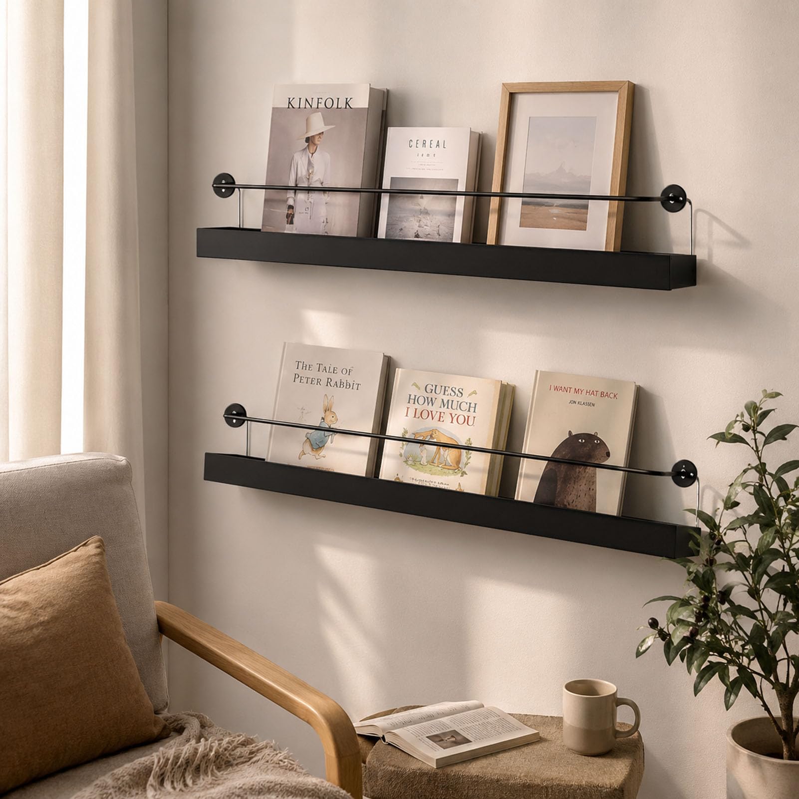 Metall Zeitschriftenhalter Wand A4 Dokumentenhalter Schwarz | Aktenablage Hängend Magazin Organizer Flyerständer Prospektspender Postsortierer Büro Zuhause Schule Einzelfach