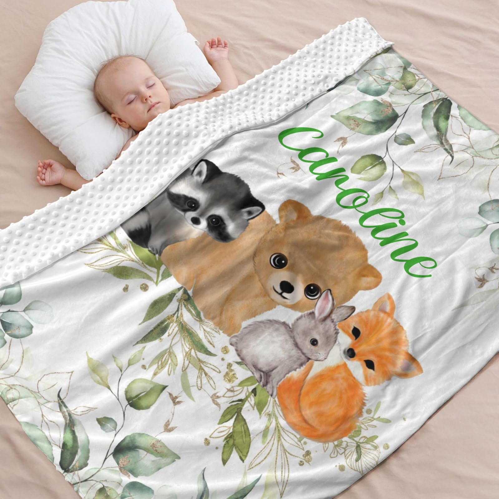 Amazon.com: Greenry Animals Personalized Baby Blanket Boys Girls Soft Minky  Blanket Double Layer Dotted Custom Newborn Shower Gifts 40X50 in : Baby