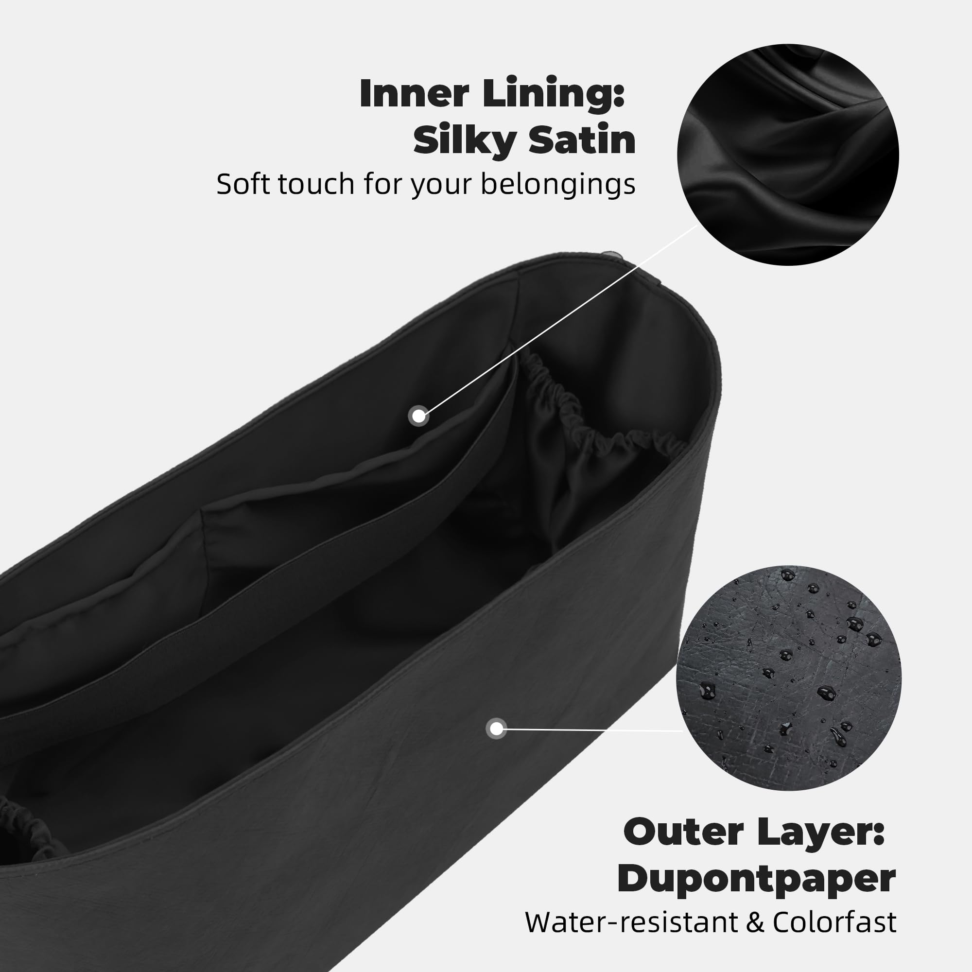 DGAZ Ligero Organizador Interior para Coach City Zip Top 29, Noir
