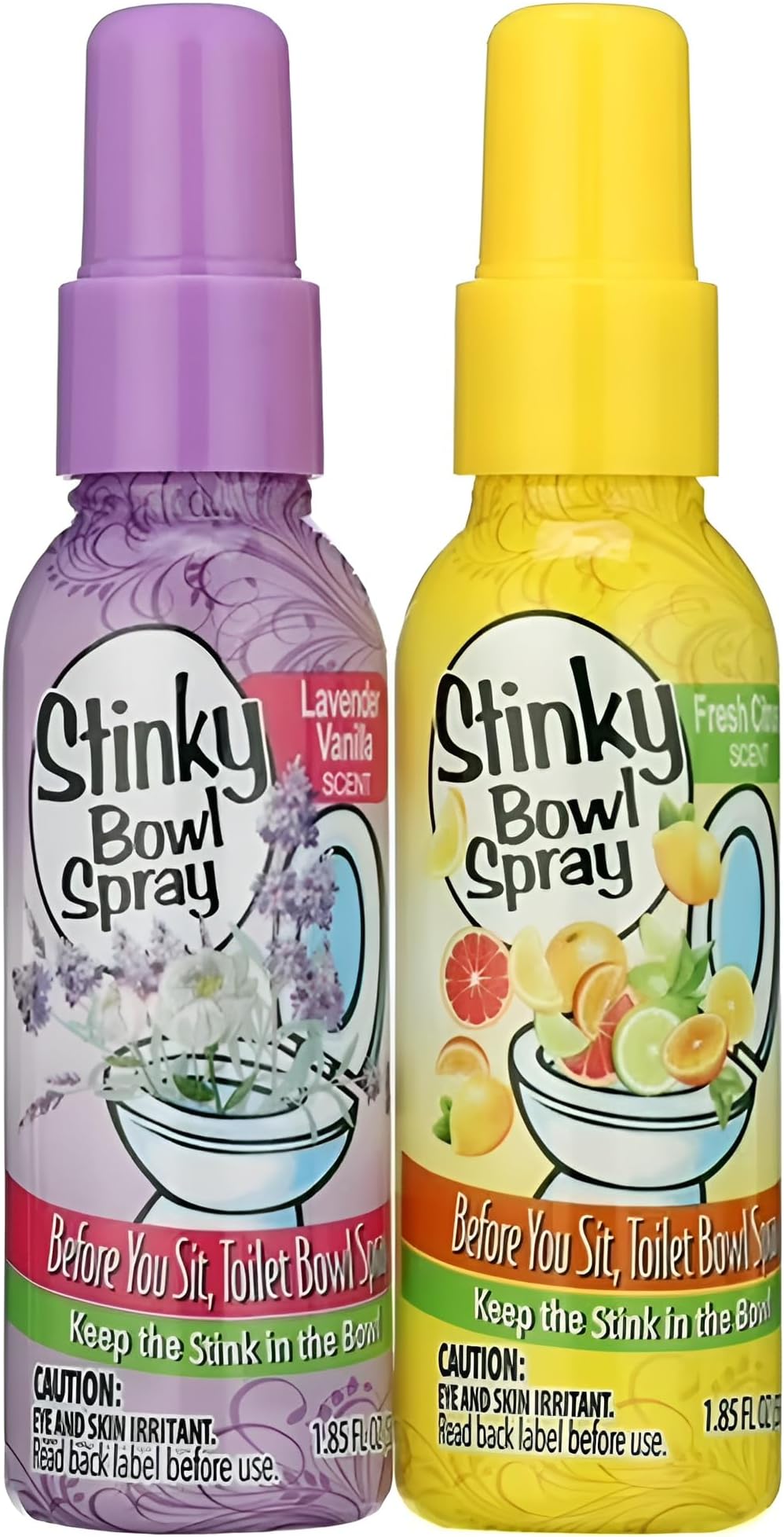 Set of 2 Stinky Bowl Spray 1.85oz - Before You Go Toilet Bathroom Deodorizer - Features Fresh Citrus Scent and Lavender Scent!