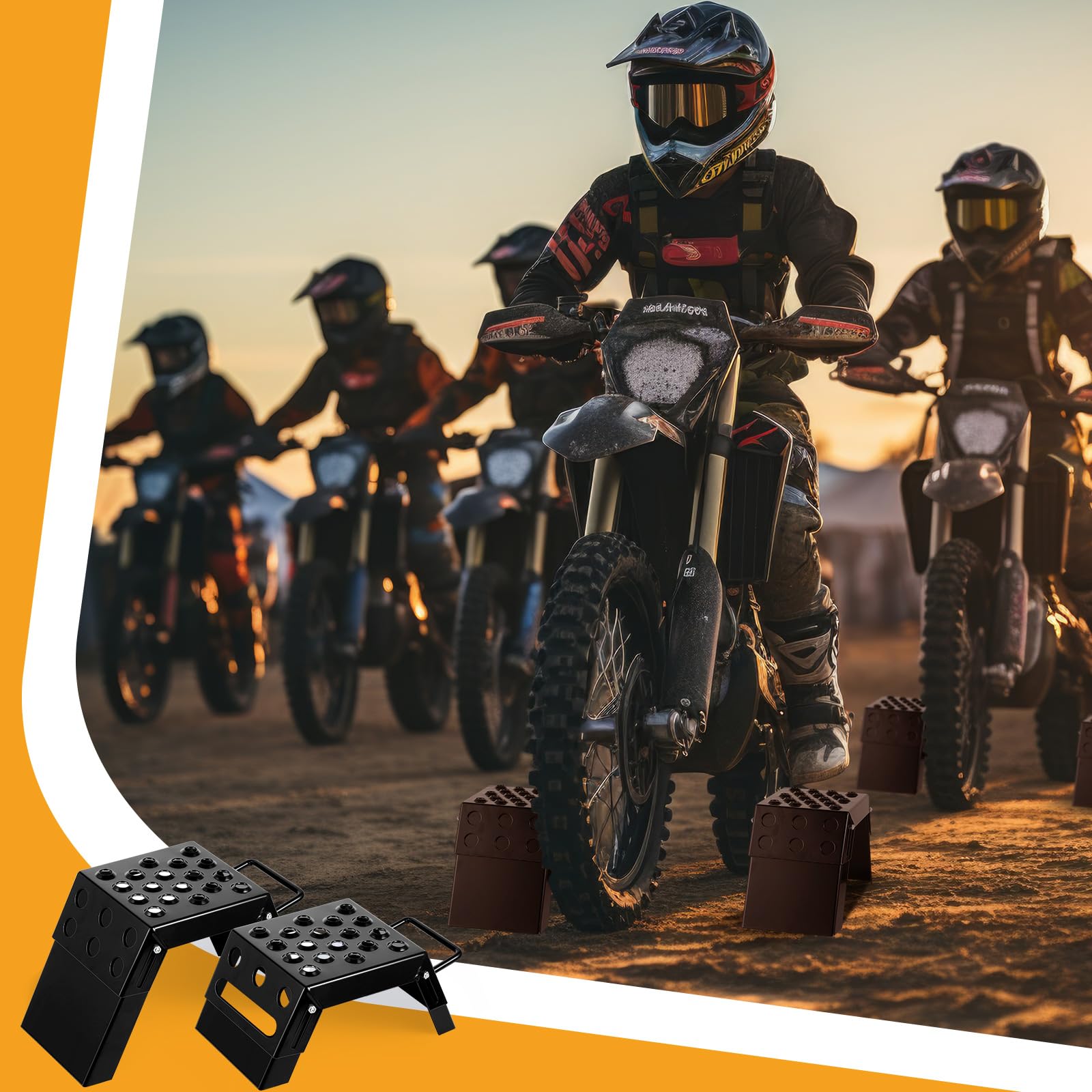 'DaisyInner 2 Pcs Moto Starting Block Aid Adjustable 3-9'' Starting Blocks Motorsport Foot Stool Dirt Bike Accessories for E Bikes Youth Moto Crossers Touring Motorcycles'