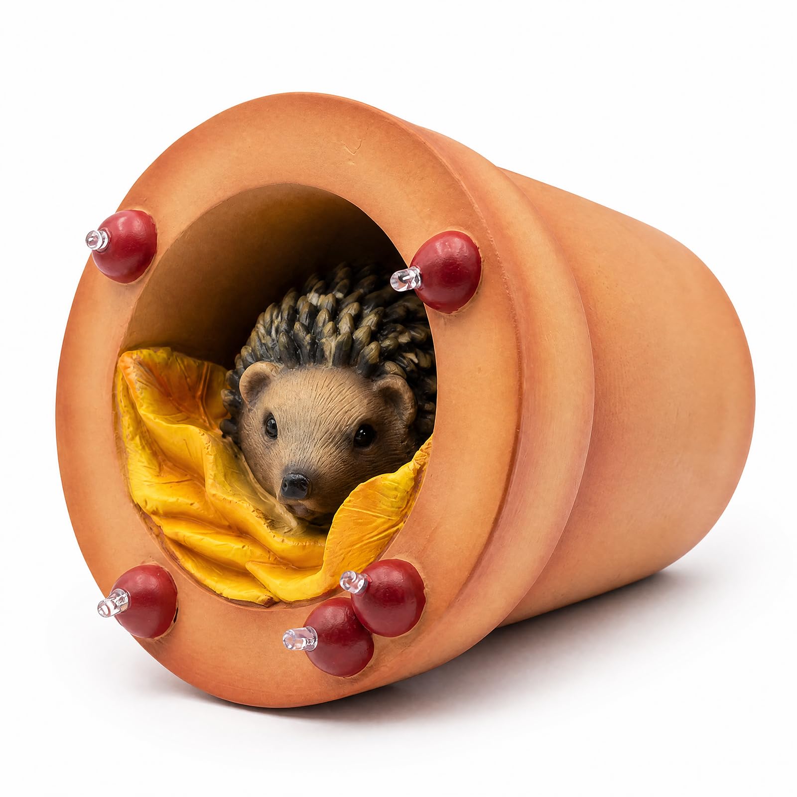 Emitto Garden Ornaments Hedgehog Solar LED Statue Outdoor Decor Resin Brown