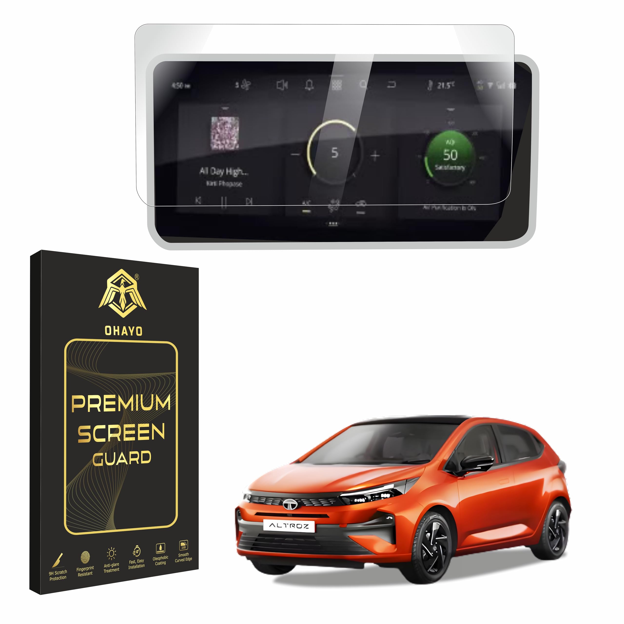 OHAYO Screen Protector for Tata Altroz Racer 2024, Altroz R1 R2 R3 2025-2026 | 10.25 Inch Infotainment Touch Display & Digital Cluster Protection | 9H Hardness, Military Strength, Scratch Resistant | HD Clear, Bubble Free | Not Tempered Glass-image-30