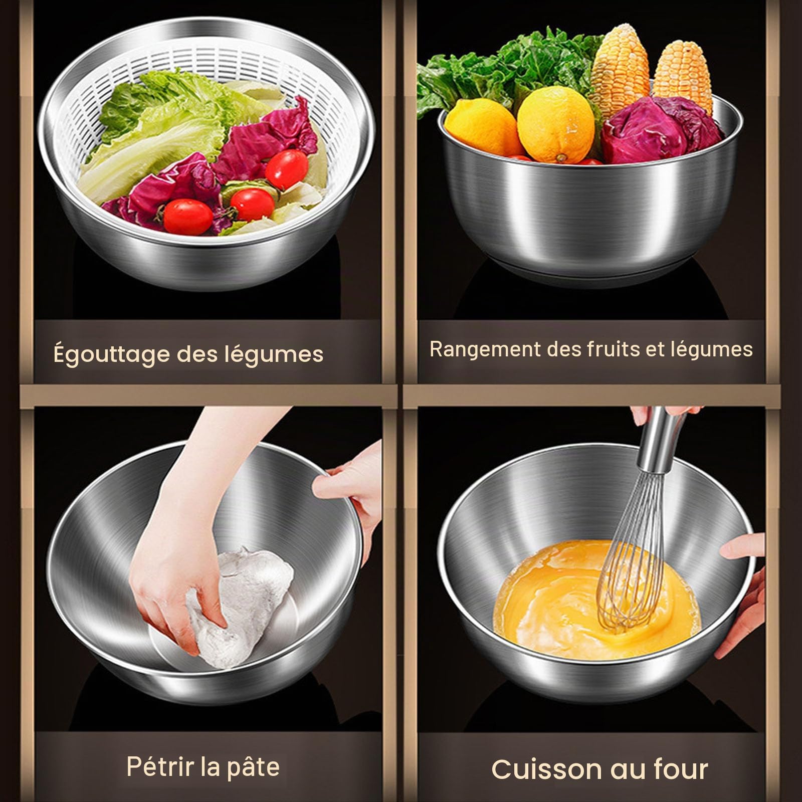 Essoreuse à salade électrique, 4,8L Essoreuse à laitue de grande capacité Rotateur de salade en acier inoxydable Séchoir à légumes Lave-fruits Nettoyant pour laitue Panier de drainage