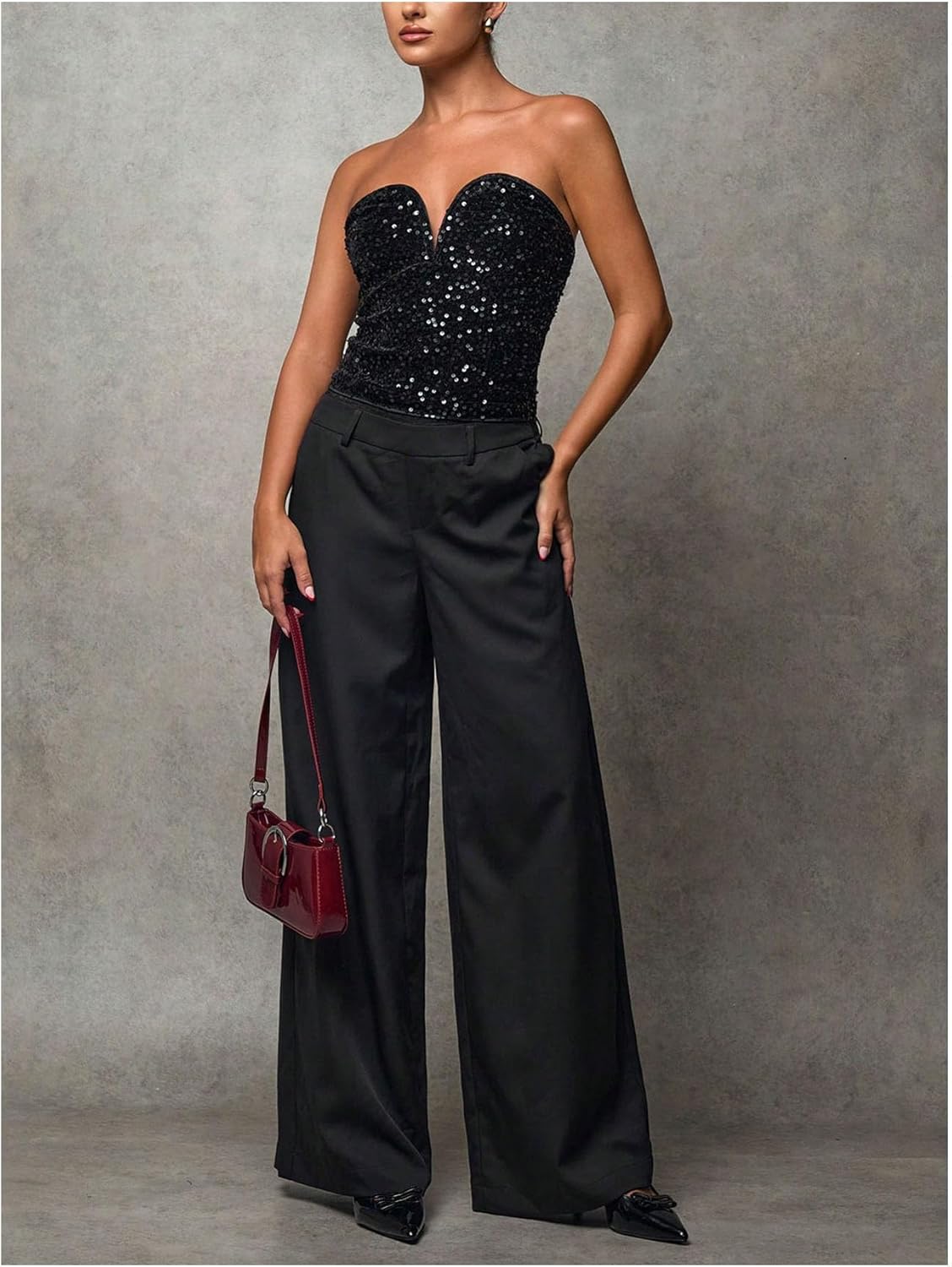 SweatyRocks Women's Sequin Tube Tops Sparkly Open Back Strapless Going Out Party Club Top - Image 5