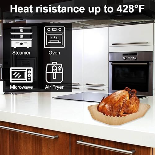 Miniatura 3 de Forros para freidora de aire, 200 unidades, forros de papel desechables para freidora de aire, resistentes a altas temperaturas, forro de pergamino