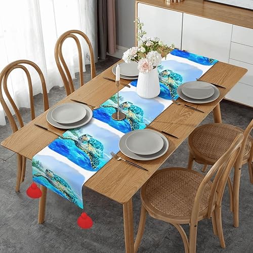 Camino de mesa de Navidad de 60 pulgadas de largo, camino de mesa de otoño para mesa de comedor, decoraciones de Navidad, camino de mesa de café con