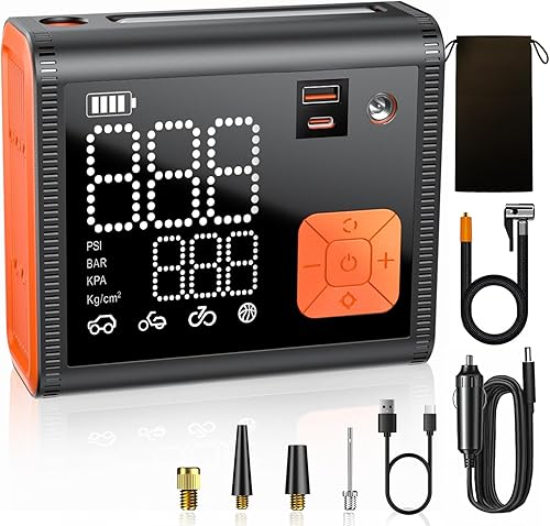 Inflador de neumáticos, compresor de aire portátil, inflador de neumáticos portátil 3 veces más rápido, bomba de aire portátil de modo de potencia