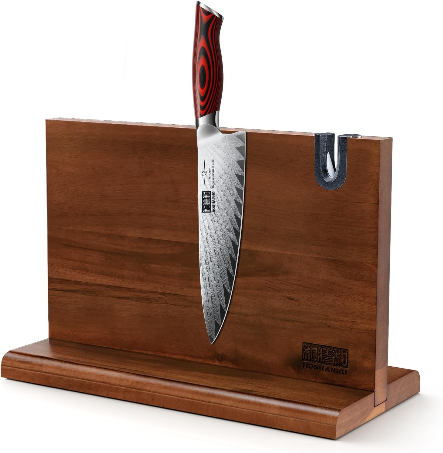 HOSHANHO 8 Inch Damascus Chef Knife Magnetic Knife Block 14 x 10 Inches