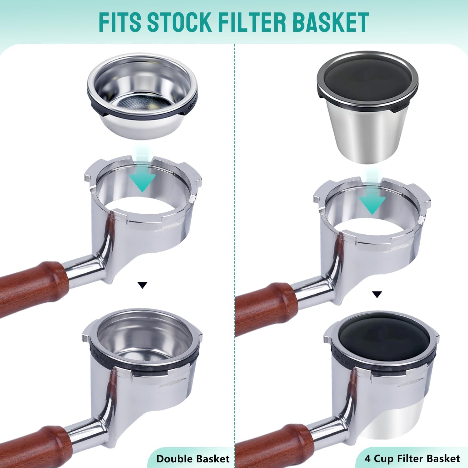 Bottomless Portafilter for Ninja Luxe Café Premier Series ES601 & ES601C Models | Basket Not Included | Compatible with Stock Filter Basket | Wooden Handle