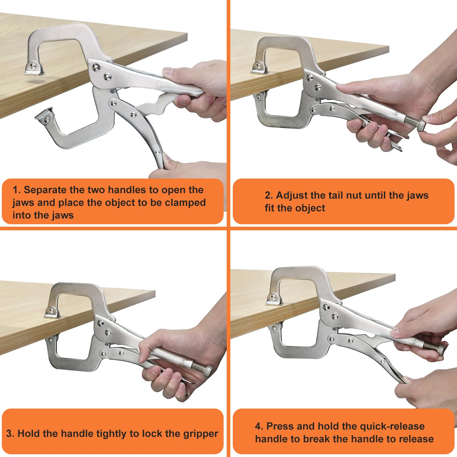 Confezione da 5 pinze di bloccaggio a C da 22,9 cm, morsetto di bloccaggio a C, pinze regolabili a C placcate in nichel per lavorazione del legno, saldatura, manutenzione elettricista e molto altro